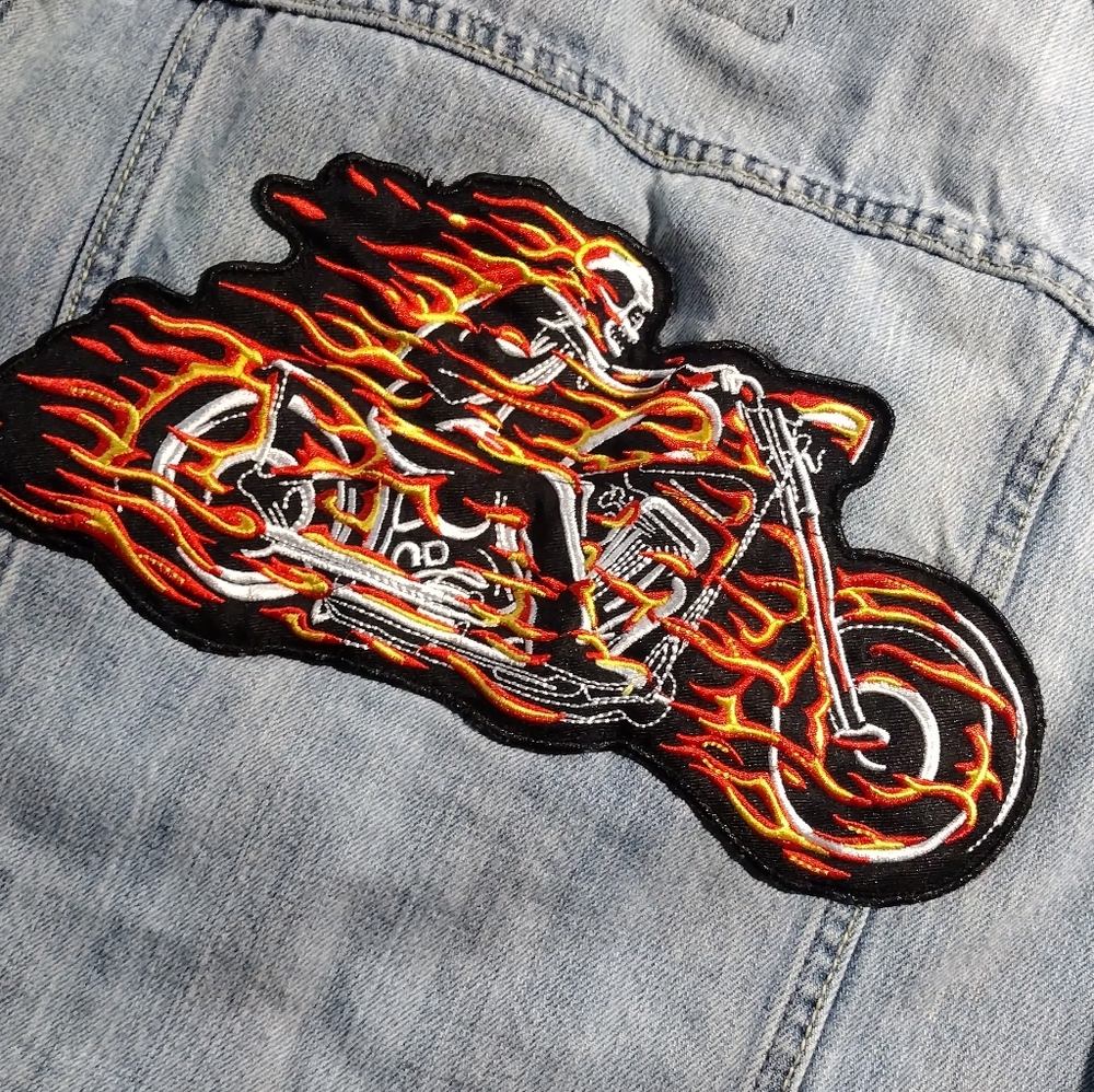 Denim Jacket With Motorcycle Patch - image 5